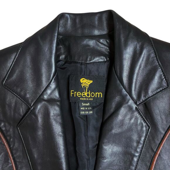 Freedom Black Leather Blazer Jacket Western Rodeo Womens Small - Picture 4 of 8